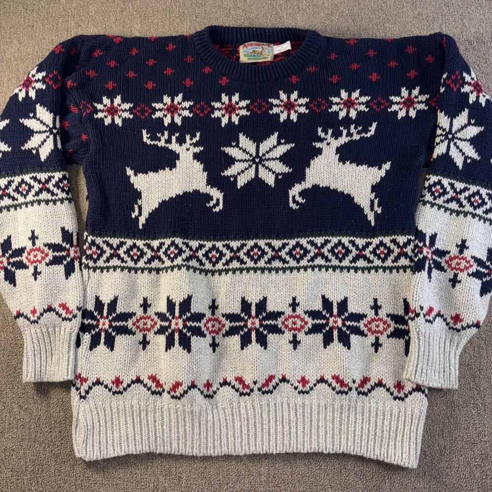 Adirondack Men’s Pullover Ski Sweater Vintage Medium Blue
